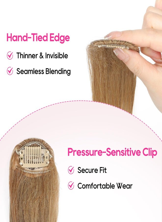 REECHO Bangs Hair Clip in Bangs, 2 PCS Face-Framing Classic Curtain Bangs Fringe Fake Bangs Hairpieces for Women Daily Wear - Light Brown with Highlights - Image 4